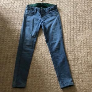 Reversible blue lab skinny jeans blue and green